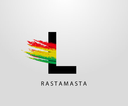 L Letter Logo With Splatter and Rasta Color. Letter K Reggae