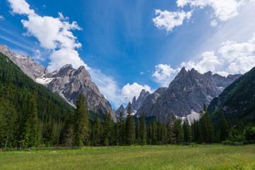 Fototapeta premium Dolomite peaks, Einserkofel, Moos Moso, Italy Alps