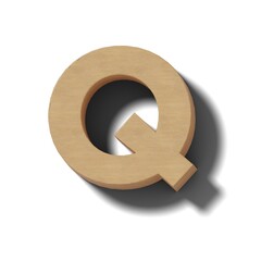 リアルな木製の文字ブロックのQ