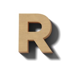 リアルな木製の文字ブロックのR