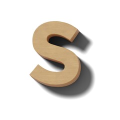 リアルな木製の文字ブロックのS