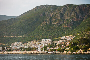 Kas city and harbor with surrounding landscape, Turkey