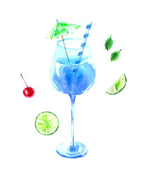 Hand drawn watercolor food and drink illustration