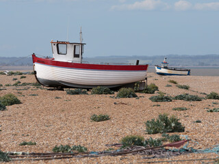 Two fishing boats on Dungeness beach