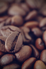 Coffee beans close-up background.