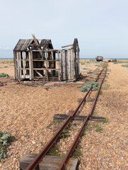 The runins of a wodden shack in Dungeness