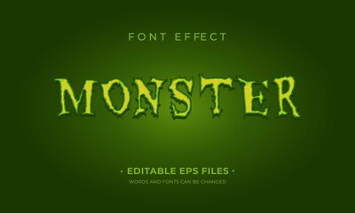 monster font effect. scary text effect vector design