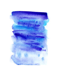 Hand darwn watercolor sea waves texture in blue colors.