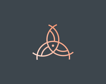 Abstract three fishes logo icon minimal style illustration. Universal sea food marine icon symbol creative line vector logotype