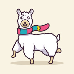 Cute llama Mascot vector illustration