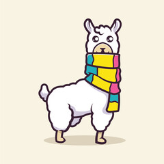 Cute llama Mascot vector illustration