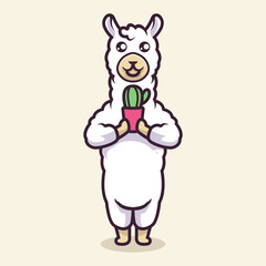 Cute llama Mascot vector illustration