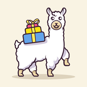 Cute llama Mascot vector illustration