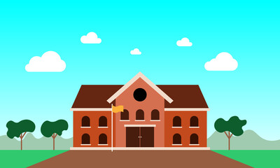 Obraz na płótnie Canvas vector illustration of flat design school building. welcome back to school concept.