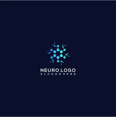 Simple neuro technology logo design vector concept