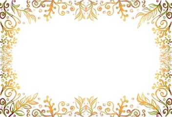 Frame with vines and leaves, space for letters, concepts  Illustration for the autumn season, used to design greeting cards.