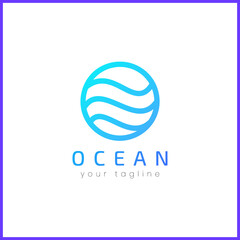 Blue waves in a circle. Simple and modern logo design.