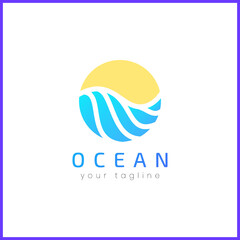 Wave and sun logo in abstract form. Simple and minimalist design