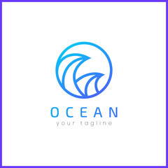 Two ocean waves in a circle. Simple and modern logo design.