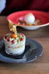 Postres en restaurante.