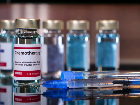 Vial of chemotherapy with syringe