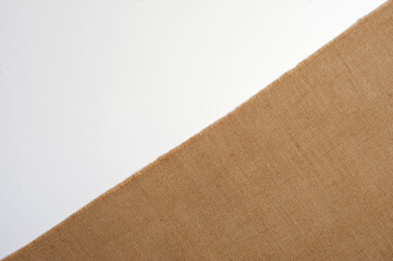 Natural linen texture, white background.top view