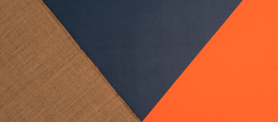 Panoramic, Natural linen texture with blue and orange background