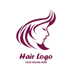 woman hair logo with text space for your slogan or tagline, vector illustration