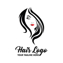 woman hair logo with text space for your slogan or tagline, vector illustration
