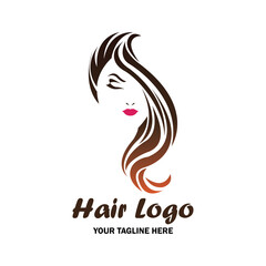 woman hair logo with text space for your slogan or tagline, vector illustration