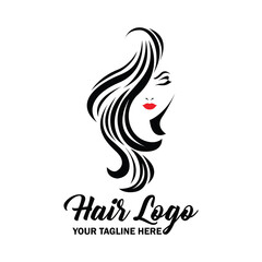 woman hair logo with text space for your slogan or tagline, vector illustration