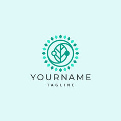 Nature Zen Circle with Leaf Logo Template