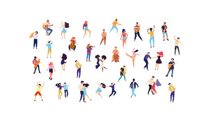 Dancing people vector isolated illustration. Musicians flat illustration