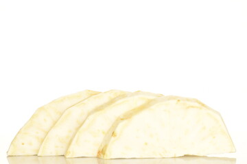 Celery root, close-up, isolated on white