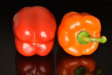 Sweet bell pepper, close-up, isolated on black.