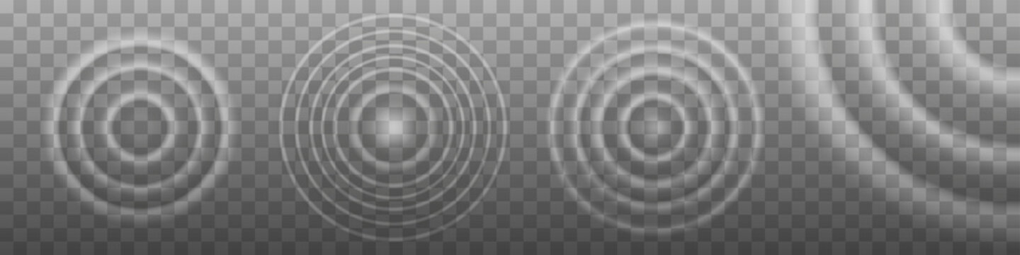 Round Water Ripples. Circle Sound Waves Set