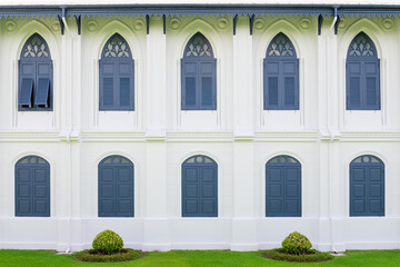 Old classic exterior elements of historic city house outdoors