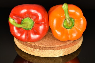 Sweet bell pepper, close-up, isolated on black.