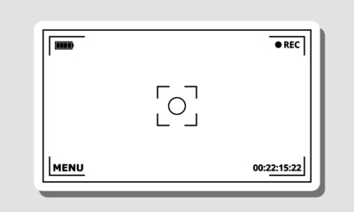 Camera screen template isolated on gray background