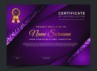 Certificate of achievements design template with geometric shapes and elements