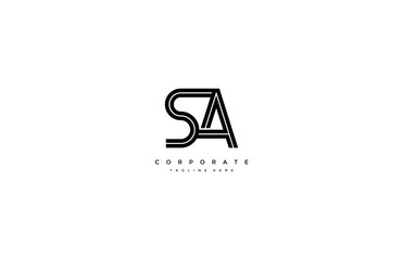 SA S A Letter Outline Monogram Linked Logotype