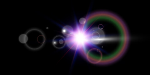 Bright beautiful star.Vector illustration of a light effect on a transparent background.