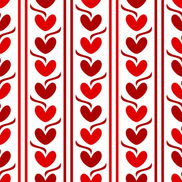 Simple Rich Love Line Vertical Decorative Red Monochrome Seamless Pattern Background Wallpaper. Pattern for Textile, fabric, paper, print, interior, decor, etc.
