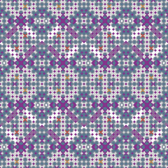 Optical illusion geometric seamless pattern. Colorful regular vector grid texture. Great for retro wallpaper, interior and fashion textiles and packaging. 