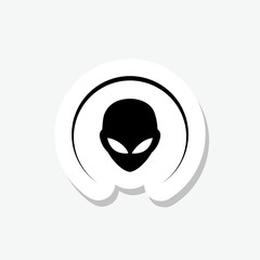 Alien head sticker icon isolated on gray background