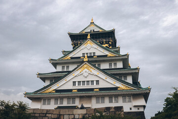 Big old Japanese building, city of Osaka Japan.