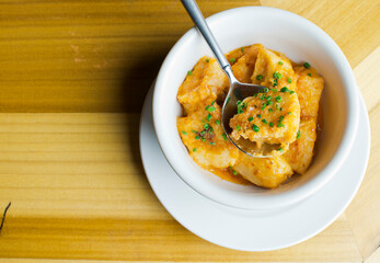 Pasta with meatballs, marinara sauce, Parmesan cheese and fresh Italian parsley. Classic American or Italian restaurant favorite. Homemade pasta with sauces, meats and cheeses.