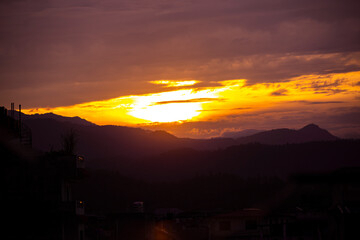 sun set over the mountains 