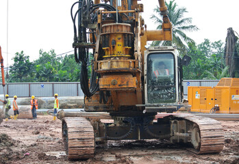 PERAK, MALAYSIA -MAY 26, 2016: Heavy machinery used at the construction site in Malaysia. 