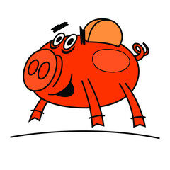Piggy bank. Tariffs and prices. Currency exchange. Vector scalable color drawing.